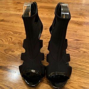 Calvin Klein Black Platform Stretch Fabric Heels